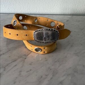Vintage Timberland Y2K Tan Suede Leather Belt with Silver Buckle